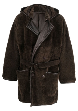 Gianfranco Ferré Pre-Owned 1990s shearling hooded coat - Brown