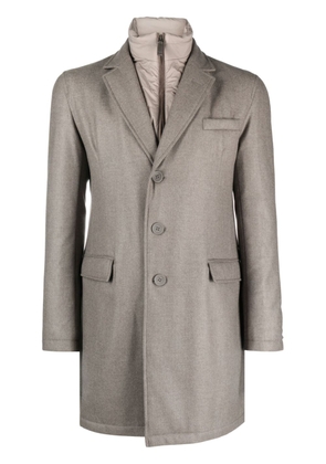 Herno hybrid high-neck single-breasted coat - Grey