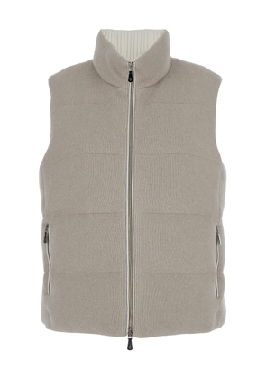 Eleventy Grey Padded Vest With Zip Closure In Wool Blend Woman