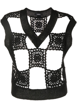 Goen.J crochet detail knitted vest - Black