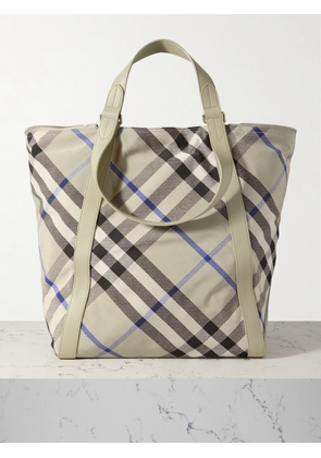 Burberry - Large Leather-trimmed Checked Canvas Tote - Neutrals - One size