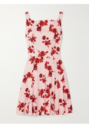 Emilia Wickstead - Panna Pleated Floral-print Cotton-blend Crepon Mini Dress - Pink - UK 6,UK 8,UK 10,UK 12,UK 14,UK 16