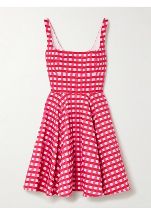 Emilia Wickstead - Mona Paneled Checked Denim Mini Dress - Pink - UK 6,UK 8,UK 10,UK 12,UK 14,UK 16