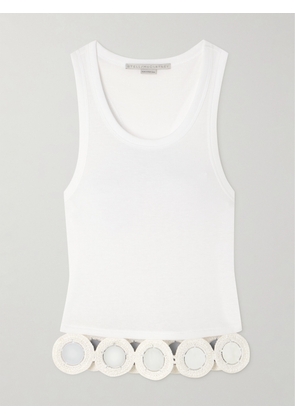 Stella McCartney - Embellished Crochet-trimmed Lyocell And Cotton-blend Tank - White - xx small,x small,small,medium,large,x large