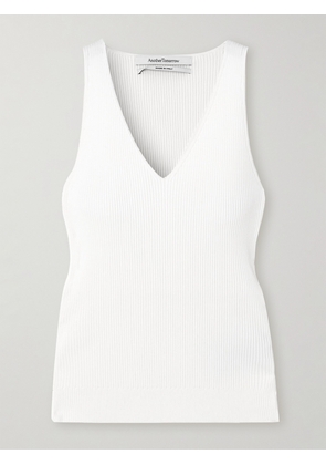Another Tomorrow - Ribbed Jersey Tank Top - White - x small,small,medium,large,x large