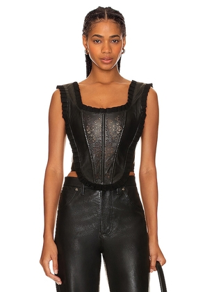 Understated Leather Roxanne Corset Top in Black. Size M, XL.