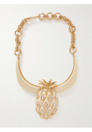 Chloé - Pineapple Gold-tone, Crystal And Resin Necklace - One size