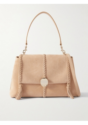 Chloé - Penelope Braided Suede Shoulder Bag - Neutrals - One size