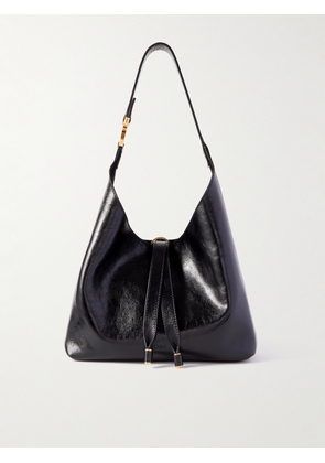 Chloé - Marcie Embellished Glossed Textured-leather Shoulder Bag - Black - One size