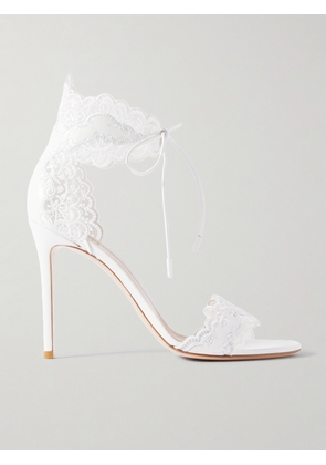 Gianvito Rossi - Evie 105 Lace-trimmed Leather Sandals - White - IT36,IT37,IT37.5,IT38,IT38.5,IT39,IT39.5,IT40,IT41,IT42