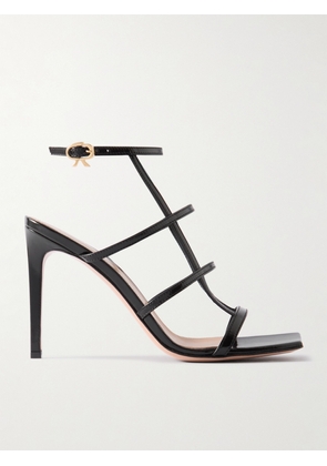 Gianvito Rossi - 95 Glossed-leather Sandals - Black - IT35,IT36,IT36.5,IT37,IT37.5,IT38,IT38.5,IT39,IT39.5,IT40,IT40.5,IT41,IT42
