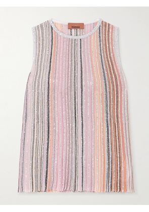 Missoni - Sequin-embellished Striped Metallic Crochet-knit Tank - Multi - IT36,IT38,IT40,IT42,IT44,IT46,IT48,IT50