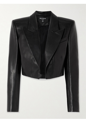 Balmain - Cropped Leather Blazer - Black - FR34,FR36,FR38,FR40,FR42,FR44