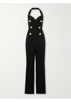 Balmain - Button-embellished Cady Halterneck Jumpsuit - Black - FR34,FR36,FR38,FR40,FR42,FR44