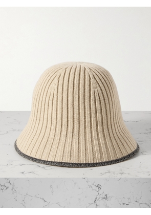 Brunello Cucinelli - Embellished Ribbed-knit Bucket Hat - Neutrals - S,M,L