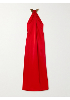 Stella McCartney - Chain-embellished Satin Gown - Red - IT36,IT38,IT40,IT42,IT44,IT46,IT48