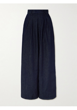 The Frankie Shop - Nolan Pleated Denim Wide-leg Pants - Blue - x small,small,medium,large,x large
