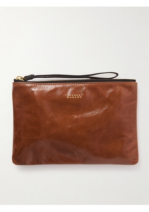 Isabel Marant - Mino Crinkled-leather Clutch - Brown - One size