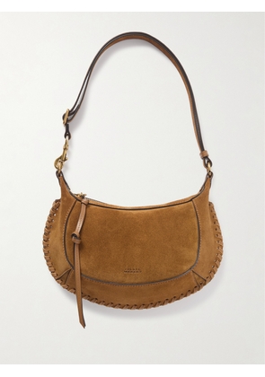 Isabel Marant - Oskan Moon Whipstitched Leather-trimmed Suede Shoulder Bag - Brown - One size