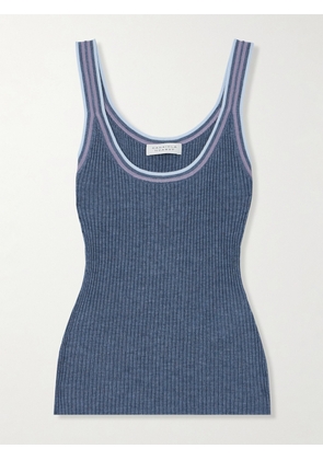 Gabriela Hearst - Chen Ribbed-knit Striped Cashmere And Silk-blend Tank - Blue - x small,small,medium,large