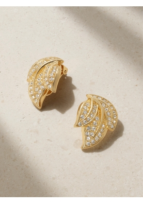 Susan Caplan Vintage - Christian Dior Gold-tone Swarovski Crystal Clip Earrings - One size