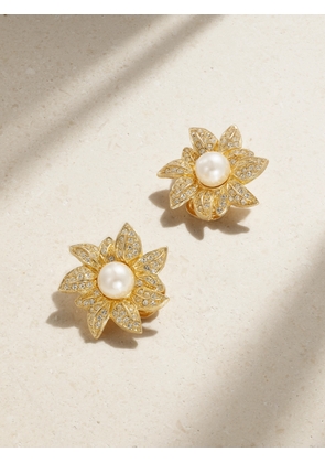 Susan Caplan Vintage - Christian Dior Gold-plated, Faux Pearl And Swarovski Crystal Clip Earrings - One size