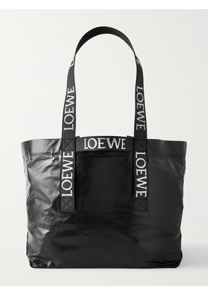 Loewe - Fold Large Webbing-trimmed Leather Tote - Black - One size