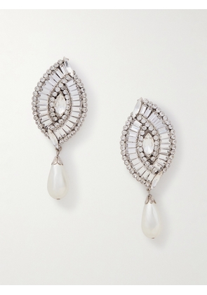 Alessandra Rich - Silver-tone, Crystal And Faux Pearl Clip Earrings - One size