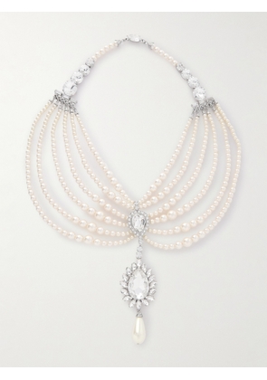 Alessandra Rich - Silver-tone, Faux Pearl And Crystal Necklace - One size