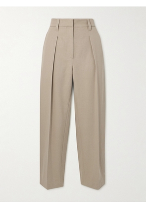 Brunello Cucinelli - Cropped Cotton And Wool-blend Twill Tapered Pants - Neutrals - IT38,IT40,IT42,IT44,IT46,IT48