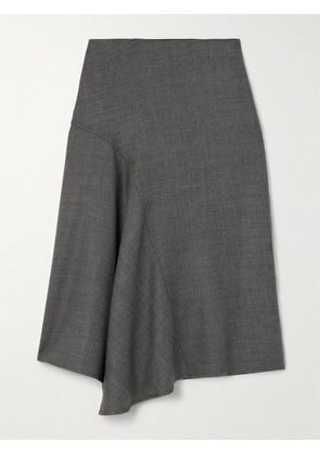 Brunello Cucinelli - Paneled Asymmetric Wool Midi Skirt - Gray - IT38,IT40,IT42,IT44,IT46