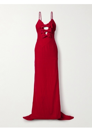 Alessandra Rich - Bow-embellished Velvet Gown - Red - IT36,IT38,IT40,IT42,IT44,IT46