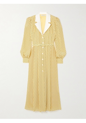 Alessandra Rich - Belted Polka-dot Silk Midi Dress - Yellow - IT36,IT38,IT40,IT42,IT44,IT46