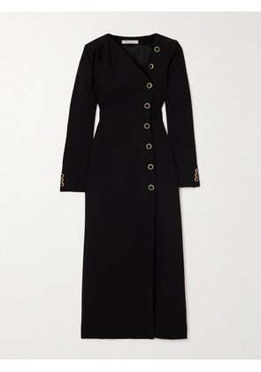 Alessandra Rich - Asymmetric Wool-blend Crepe Midi Dress - Black - IT36,IT38,IT40,IT42,IT44,IT46