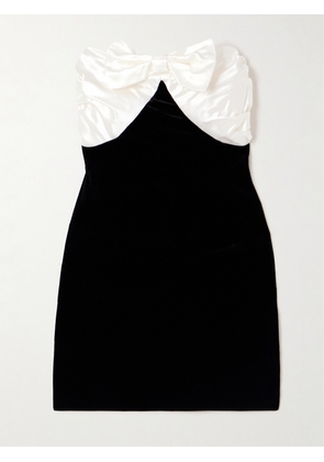 Alessandra Rich - Strapless Bow-embellished Silk-duchesse And Velvet Mini Dress - Black - IT36,IT38,IT40,IT42,IT44,IT46
