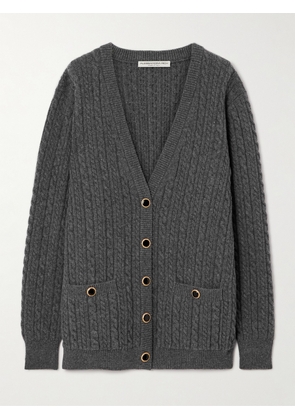 Alessandra Rich - Cable-knit Wool Cardigan - Gray - IT36,IT38,IT40,IT42,IT44,IT46