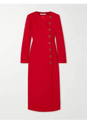 Alessandra Rich - Asymmetric Wool-blend Crepe Midi Dress - Red - IT36,IT38,IT40,IT42,IT44,IT46