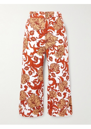 La DoubleJ - Hendrix Printed Cotton-blend Flared Pants - Orange - xx small,x small,small,medium,large,x large