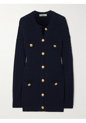 Chloé - Embellished Cable-knit Cotton Cardigan - Blue - x small,small,medium,large