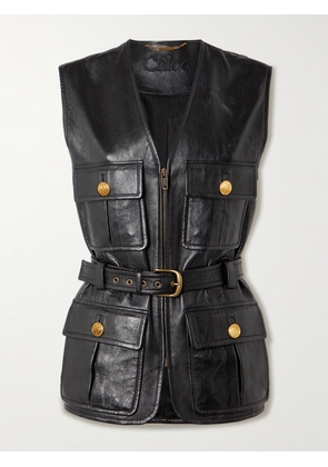 Chloé - Belted Leather Vest - Black - FR34,FR36,FR38,FR40,FR42,FR44
