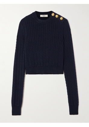 Chloé - Embellished Cable-knit Cotton Sweater - Blue - x small,small,medium,large