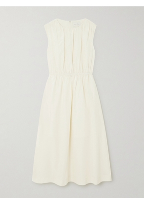 LOULOU STUDIO - Aphrodite Gathered Cotton And Silk-blend Midi Dress - Ivory - x small,small,medium,large,x large