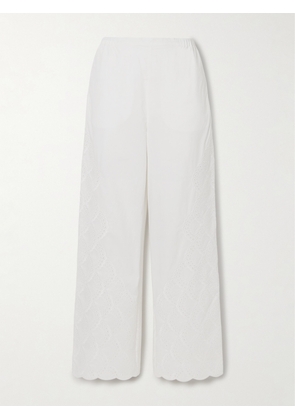 LOULOU STUDIO - Dulche Scalloped Broderie Anglaise Cotton-poplin Straight-leg Pants - Ivory - x small,small,medium,large,x large