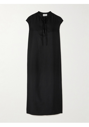 LOULOU STUDIO - Demeter Lace-up Silk-twill Midi Dress - Black - x small,small,medium,large,x large
