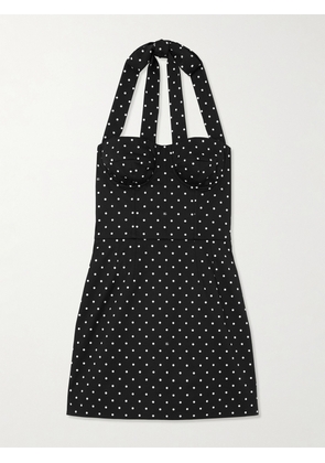 Dolce & Gabbana - Printed Polka-dot Cotton-blend Drill Halterneck Mini Dress - Black - IT36,IT38,IT40,IT42,IT44,IT46,IT48,IT50