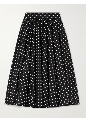 Dolce & Gabbana - Pleated Printed Polka-dot Cotton-poplin Midi Skirt - Black - IT36,IT38,IT40,IT42,IT44,IT46,IT48,IT50