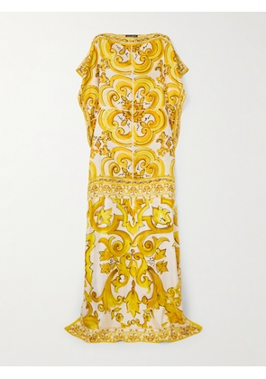 Dolce & Gabbana - Floral-print Silk-twill Kaftan - Yellow - IT36,IT38,IT40,IT42,IT44,IT46,IT48,IT50