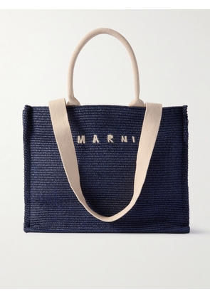 Marni - Basket Large Webbing-trimmed Embroidered Faux Raffia Tote - Blue - One size