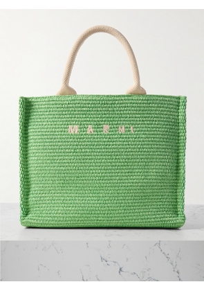 Marni - Basket Small Canvas-trimmed Embroidered Faux Raffia Tote - Green - One size