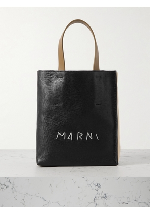 Marni - Museo Soft Mini Logo-embroidered Textured-leather Tote Bag - Black - One size